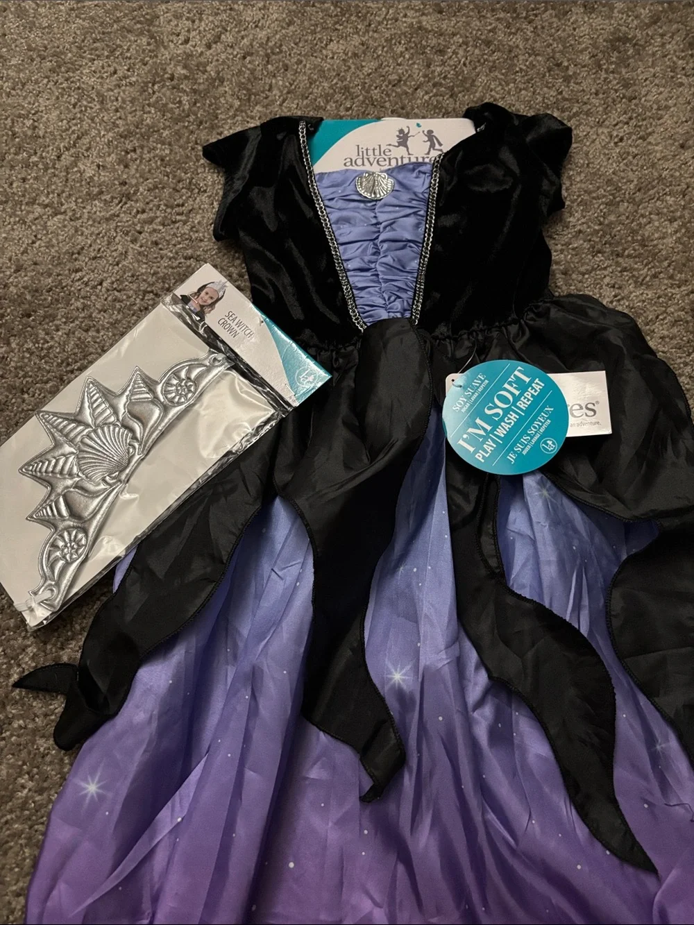 Kids Purple Princess Dress Costume with Silver Tiara